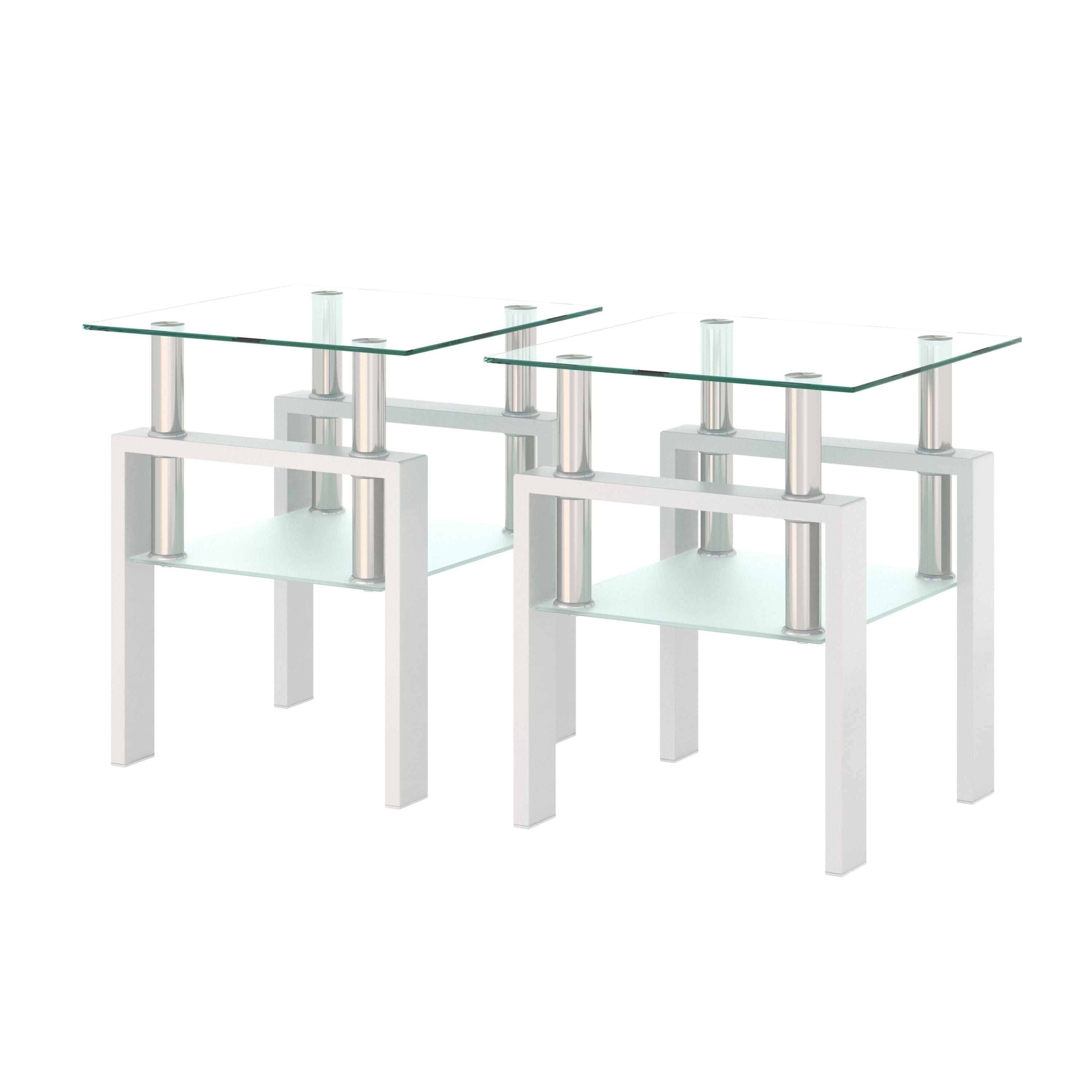 Modern Tempered Glass Tea Table, End Square Table For Living Room