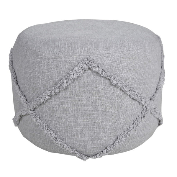 Cotton Ottoman Round - Gray