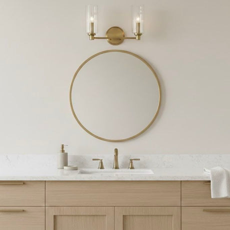Regal - Double Light Vanity With Clear Ribbed Satin - Antique Brass / Clear - view 9