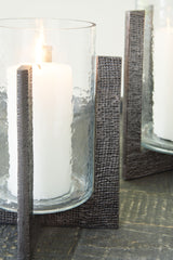Garekton - Clear / Pewter Finish - Candle Holder Set (Set of 2) by Signature Design by Ashley® | Bel Furniture