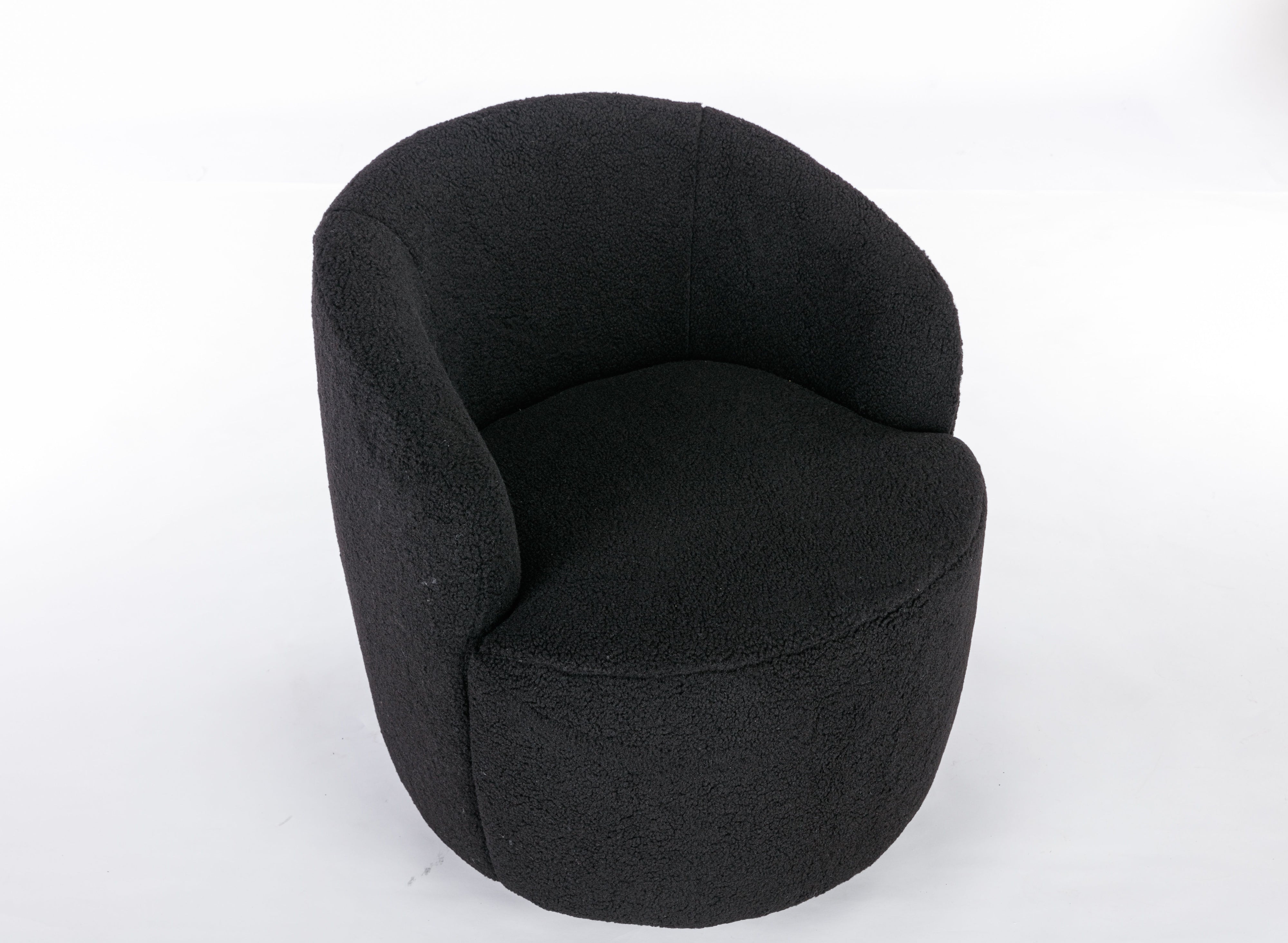 Teddy Fabric Swivel Accent Armchair Barrel Chair With Powder Coating Metal Ring