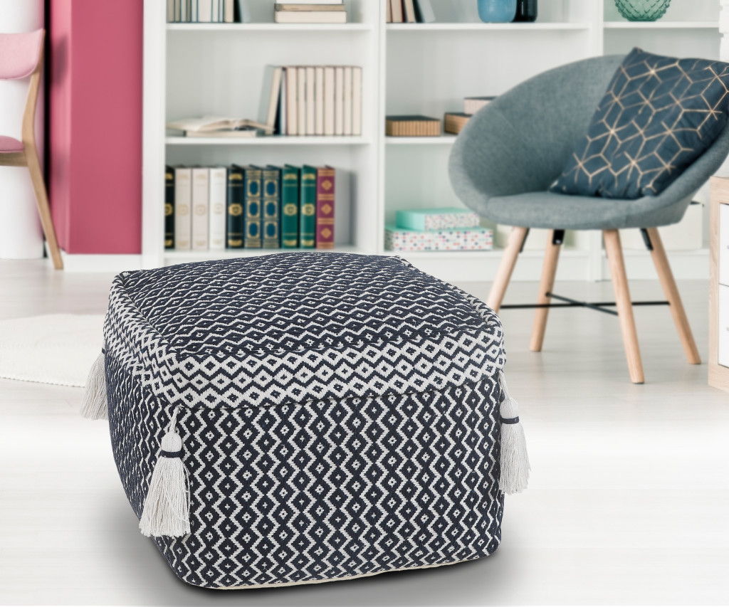 Cotton Ottoman Square - Blue