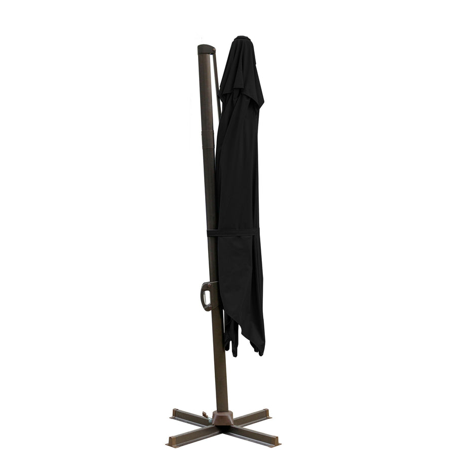 Square Tilt Cantilever Patio Umbrella With Stand - Black