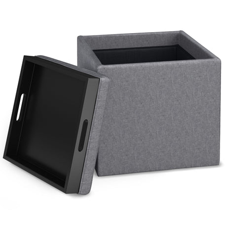 Rockwood - Upholstered Cube Storage Ottoman With Tray - view 61