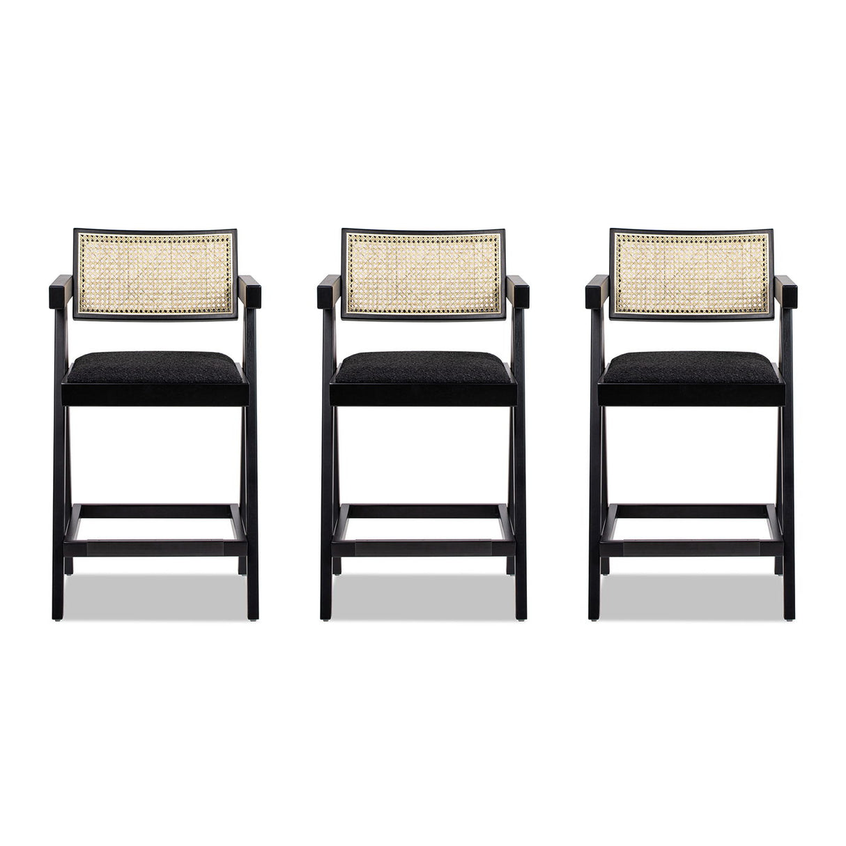Milan - Modern Webbing Back Stool With Arms (Set of 3) by Jennifer Taylor Home | Bel Furniture