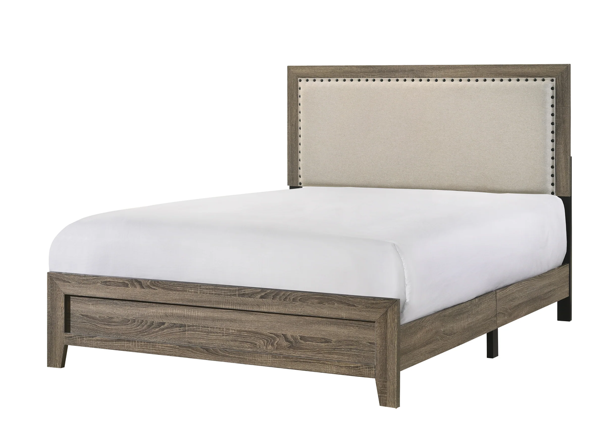 11-Piece 3-Room Furniture Package with Taupe Living Room Set, Queen Bed & 6-Piece Dining Set