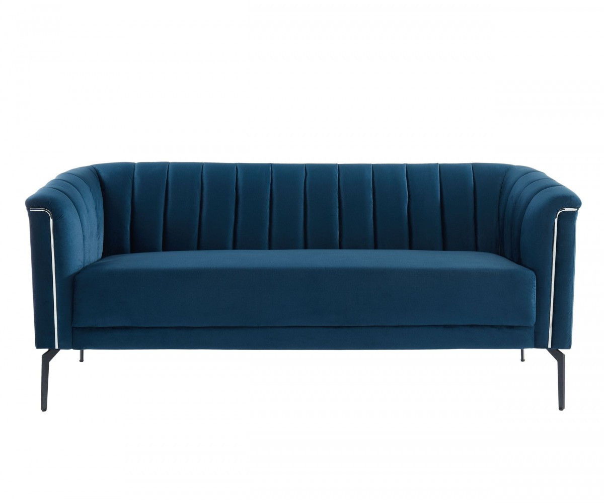 Sofa With Silver Legs - Blue