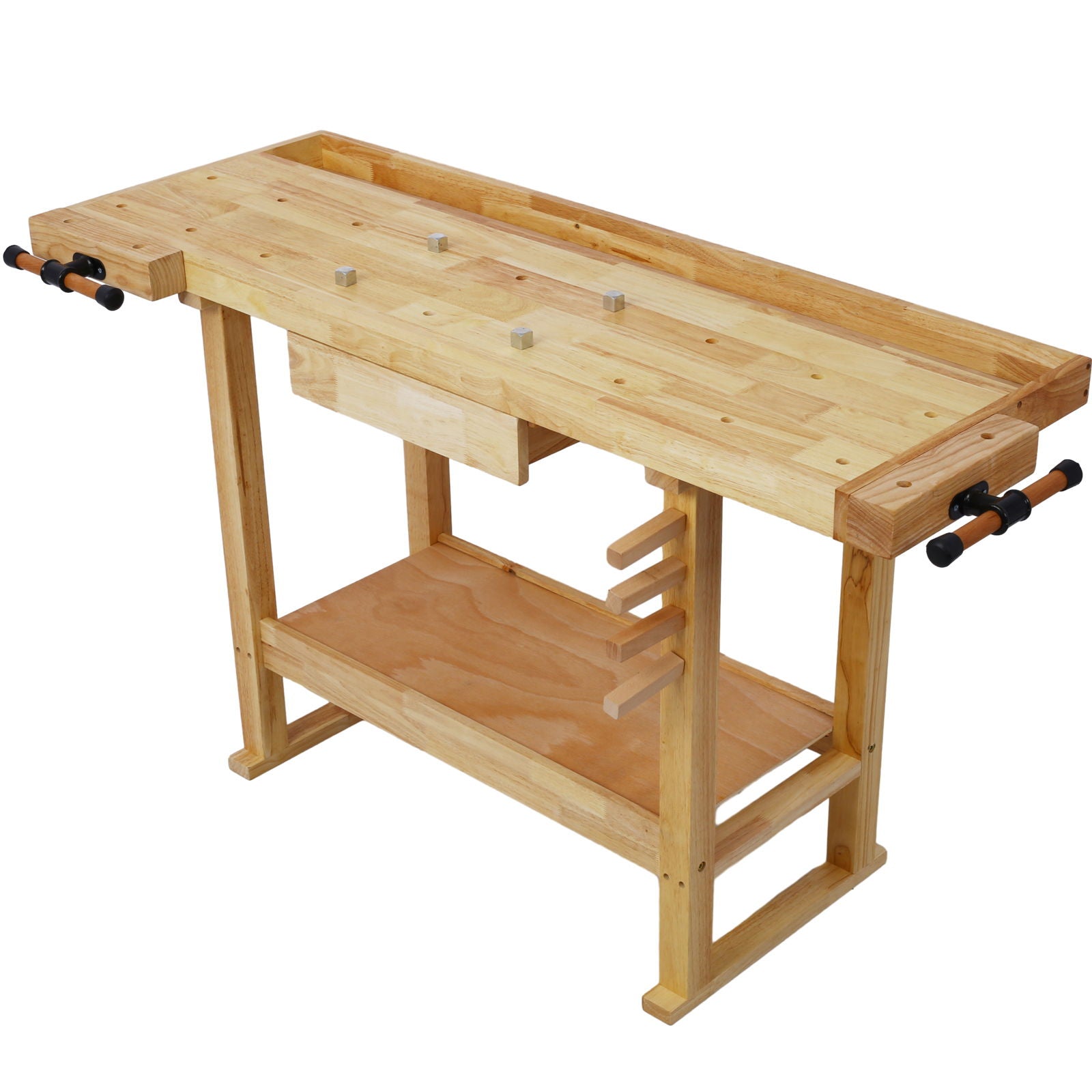 55" Wood Workbench For Garage Workshop And Home - Natural