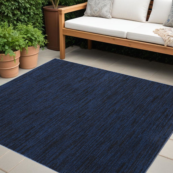 9' Square Stain Resistant Indoor / Outdoor Area Rug - Midnight Blue