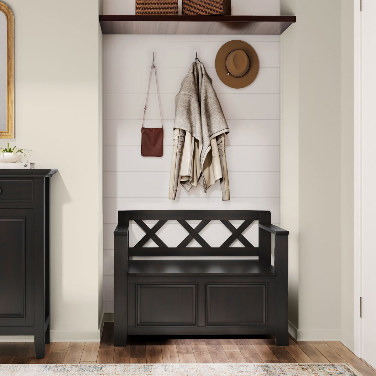 Amherst - Small Transitional Entryway Storage Bench - Storage Benches