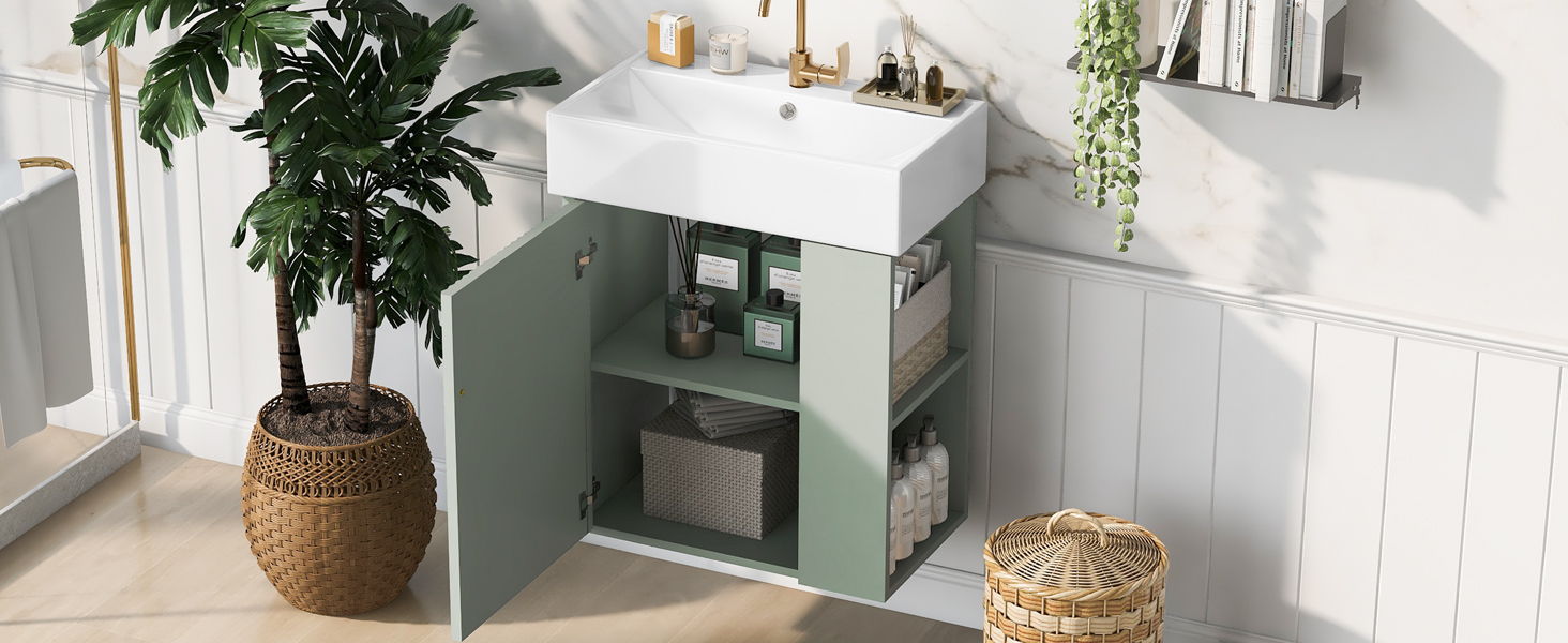 Modern Floating Bathroom Vanity With Ceramic Basin Perfect For Small Bathrooms