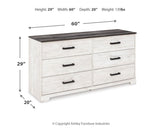 Shawburn - White / Black / Gray - Six Drawer Dresser - Pewter-tone pulls by Signature Design by Ashley® | Bel Furniture
