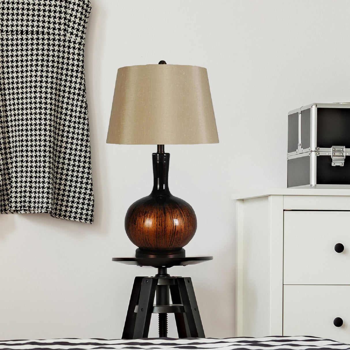 26.5" Glass Table Lamp In Blackened Copper Set of 2 by Lamps Per Se | Bel Furniture