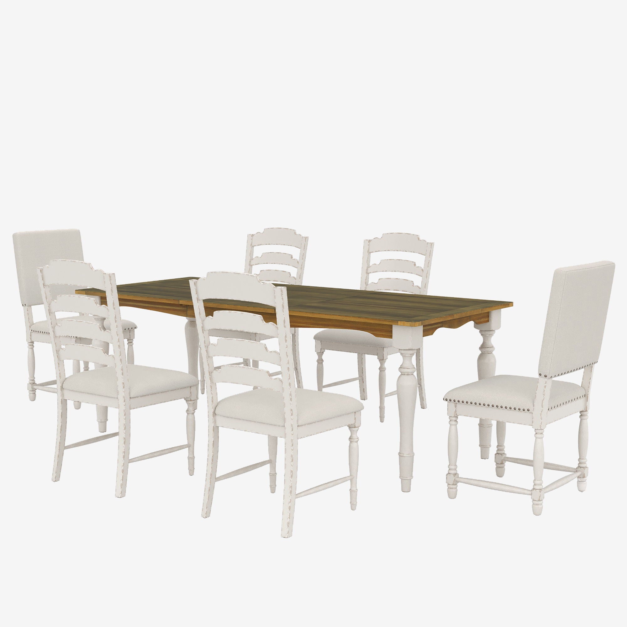 Topmax - Vintage Traditional Extendable Dining Table Set With Removable Leaf