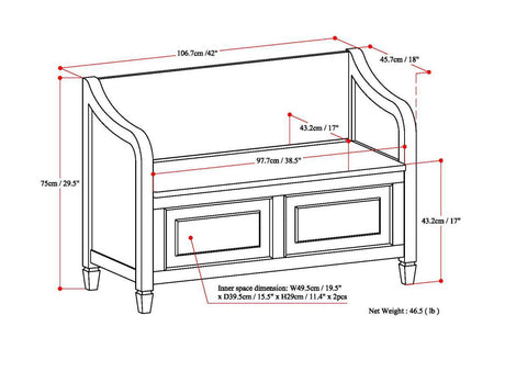 Connaught - Storage Bench by Simpli-Home | Bel Furniture