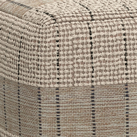 Elmer - Square Woven Pouf - Natural / Gray by Simpli-Home | Bel Furniture