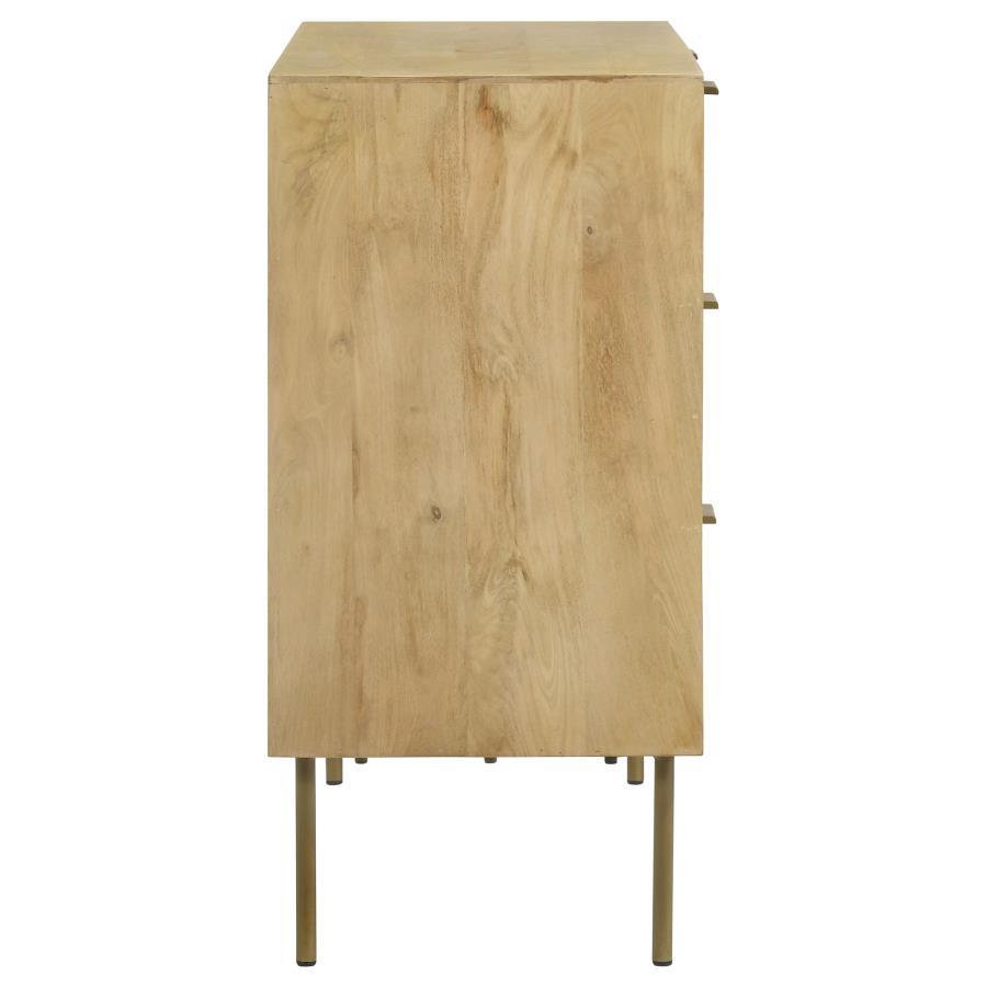 Zamora - 3-Drawer Wood Accent Cabinet With Woven Cane - Natural