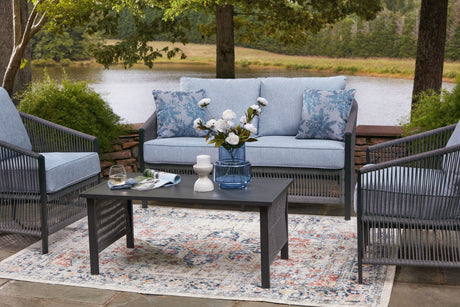 Bridges Beach - Loveseat, Lounge Chairs, Table Set (Set of 4) - Gray - view 12