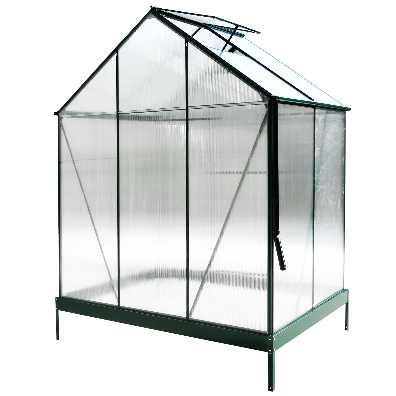 Polycarbonate Greenhouse, Heavy Duty Outdoor Aluminum Walk-In Green House Kit With Rain Gutter, Vent And Door For Backyard Garden