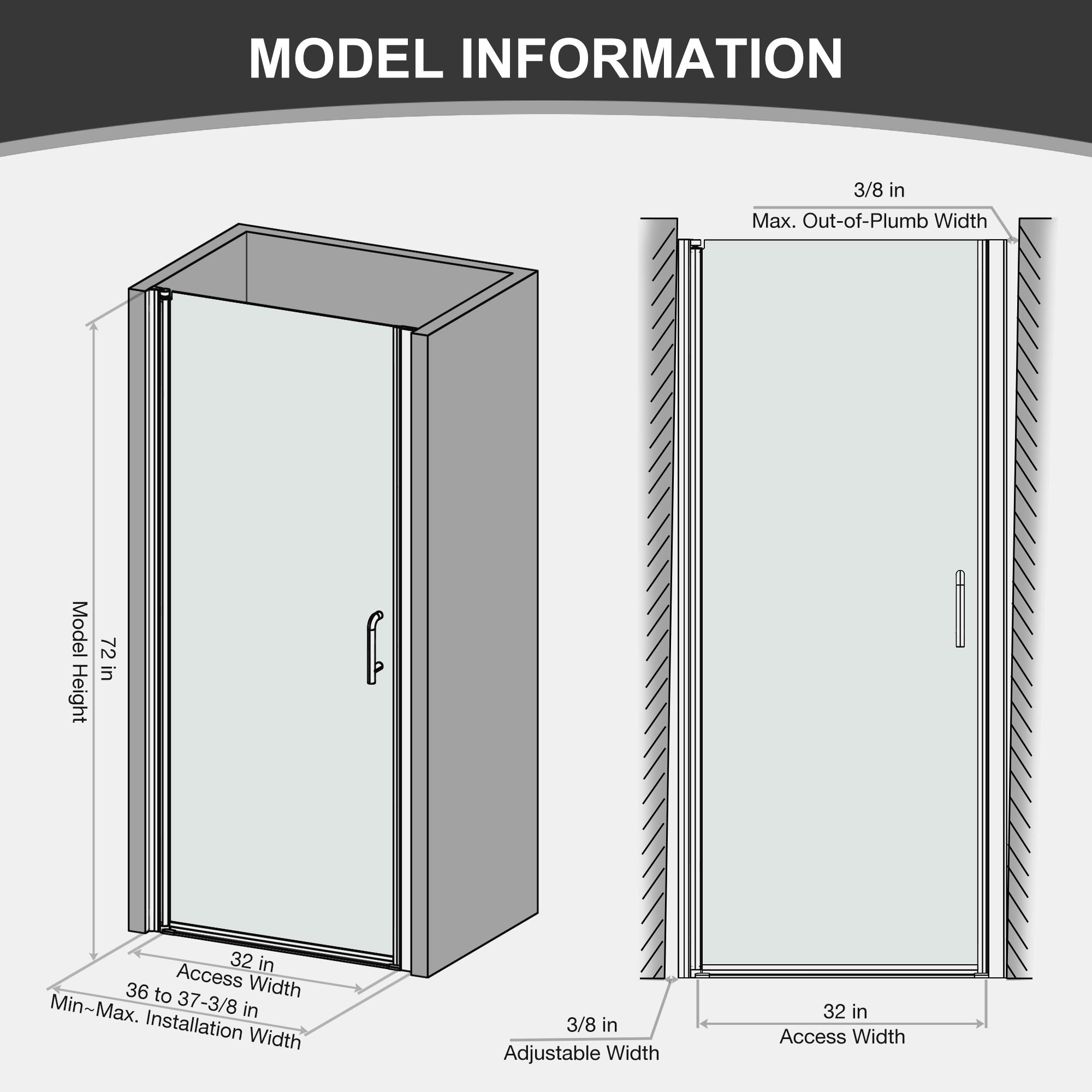 Bi-Fold Semi-Frameless Shower Doors In Matte With Clear Glass