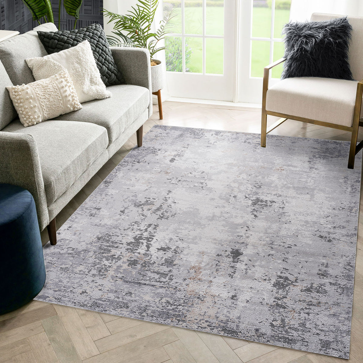 Marfi - 6' X 9' Abstract Area Rug - Ivory / Sand