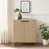 Modern Scandi Fluted Door Storage Console - Coastal Oak by Walker Edison | Bel Furniture