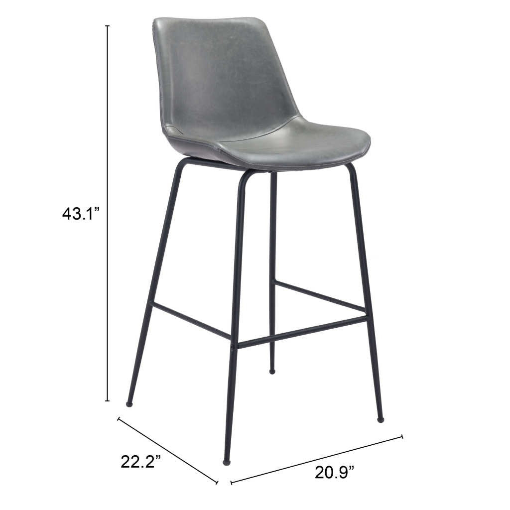 Steel Low Back Bar Height Bar Chair - Gray / Black