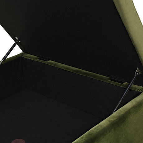 Knox - Square Storage Cocktail Ottoman - Olive Green - view 12