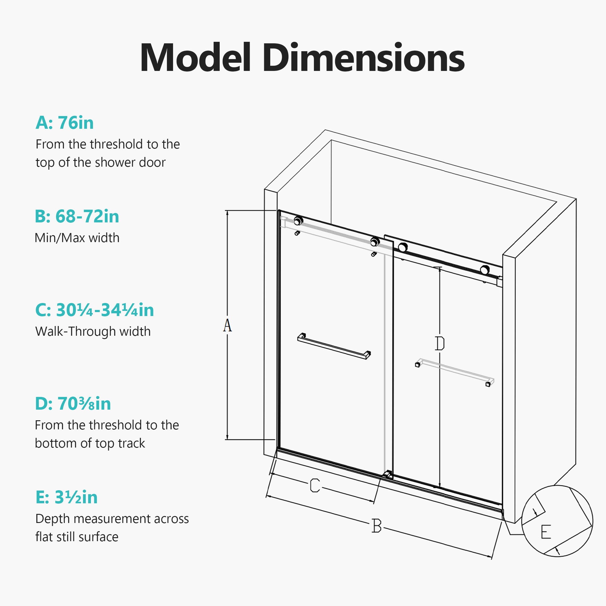 Frameless Double Sliding Soft-Close Shower Door, 3 / 8" (10Mm) Thick SGCC Tempered Glass Door, Matte