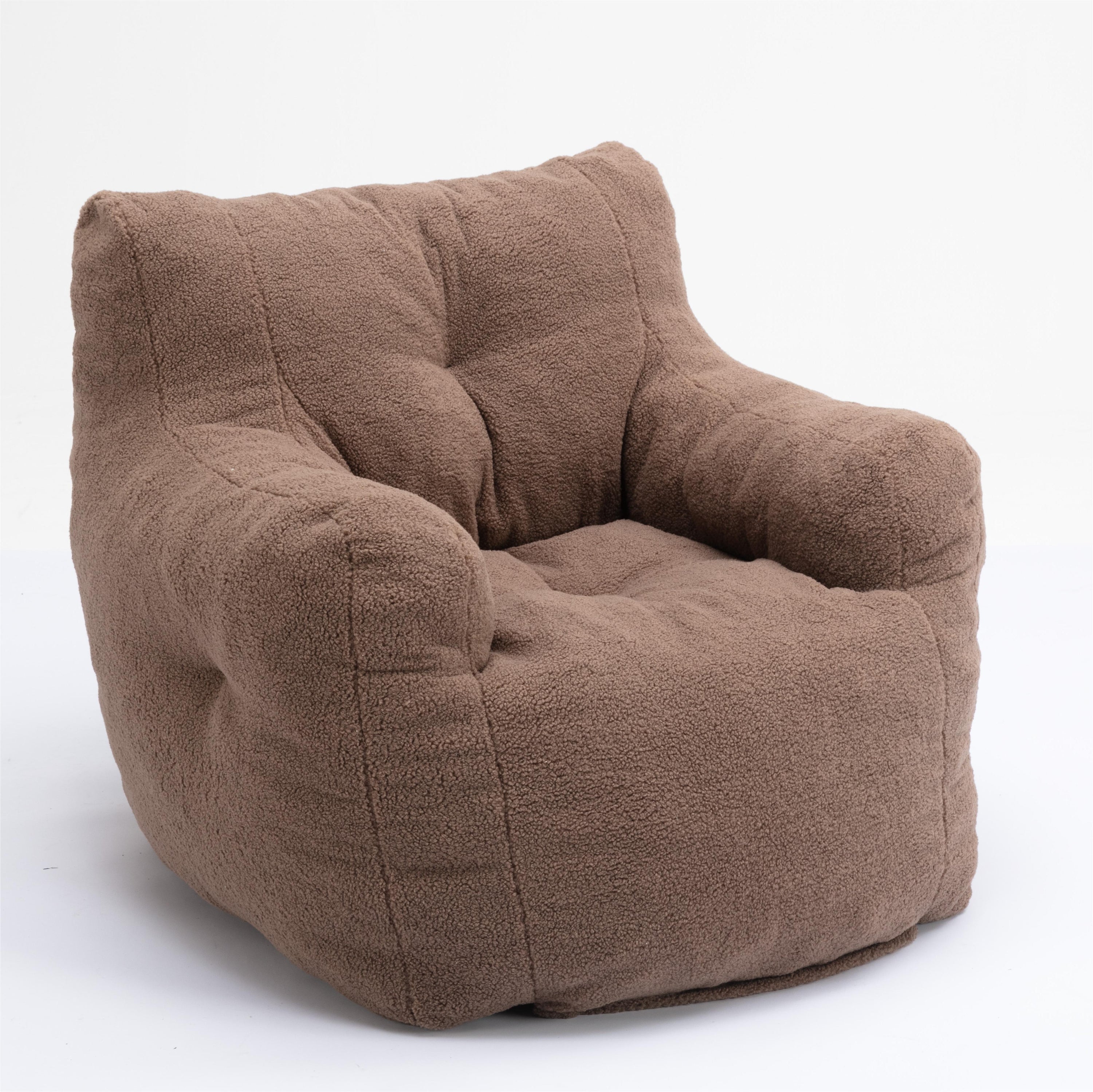 Soft Teddy Fabric Tufted Foam Bean Bag Chair With Teddy Fabric