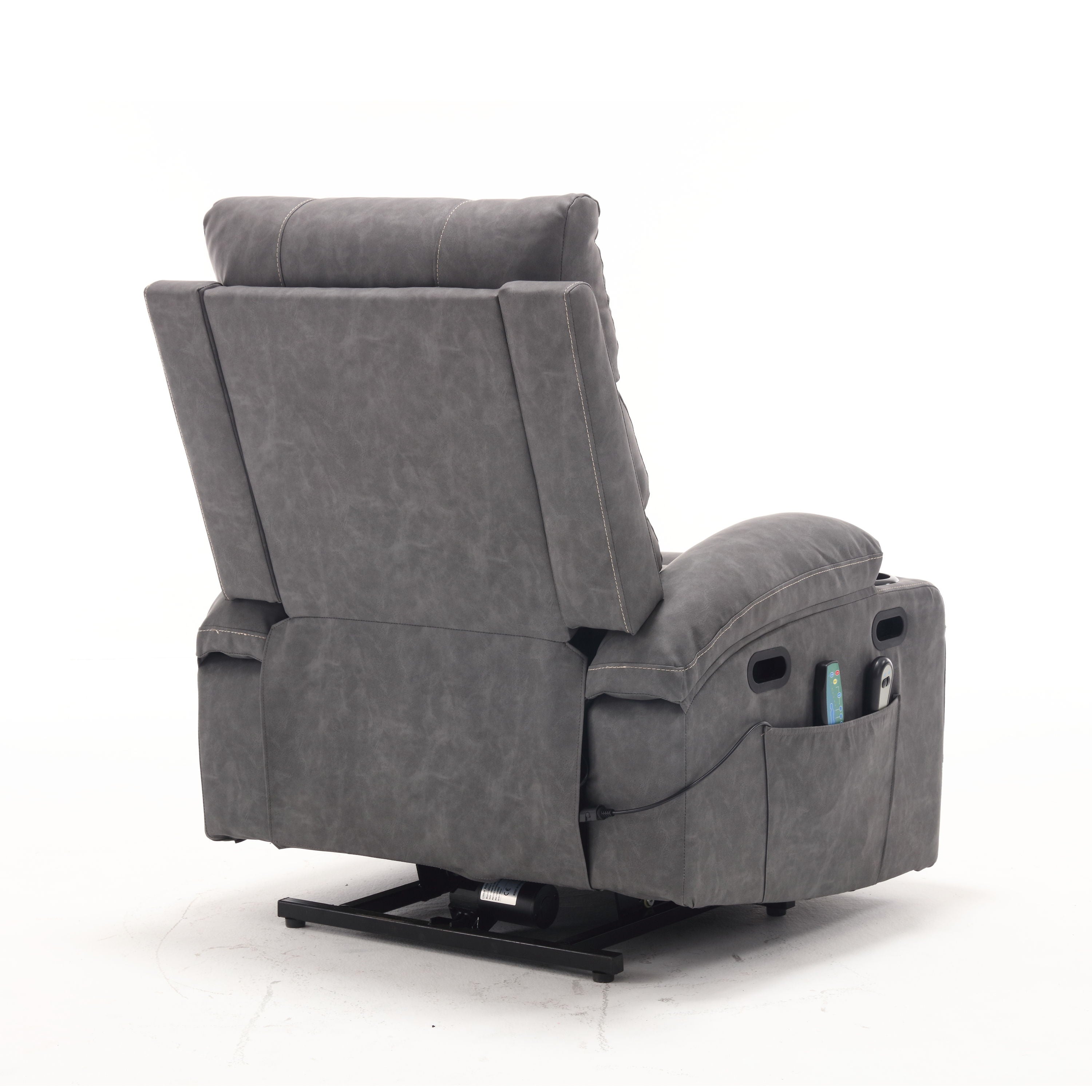 Large Size Electric Power Lift Recliner Chair Sofa For Elderly, 8 Point Vibration Massage And Lumber Heat, Remote Control, Side Pockets And Cup Holders