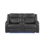 Blanca - Power Console Reclining Loveseat With LED Lights, Power Headrest And Speakers - Charcoal