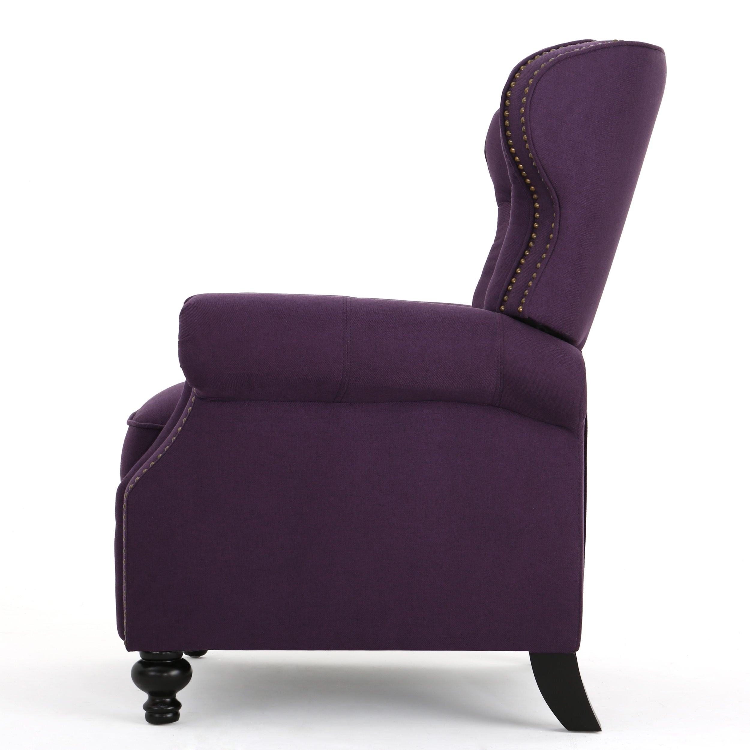 Accented Push Back Recliner Chair With Rolled Arms, Enjoy Cocooning Comfort