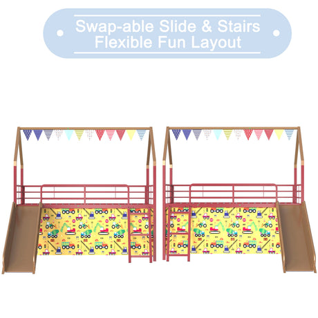 Jack - House Loft Bed With Slide And Curtain Set - view 60