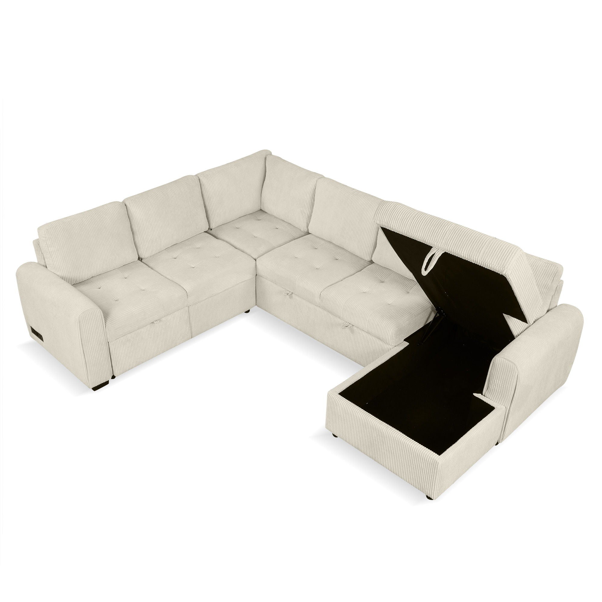 U-Shaped Sofa Sectional Sofa Pull-Out Sofa Bed With A Storage Chaise Lounge, Charging Devices For Living Room