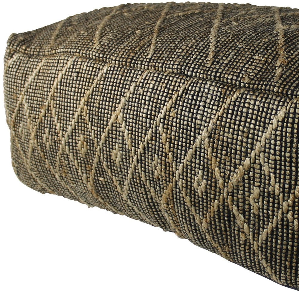 Textured Rectangle Pouf - Black Hemp