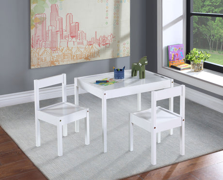 Della - 3-Piece Solid Wood Kids Table & Two Chair Set White by Simple Living | Bel Furniture
