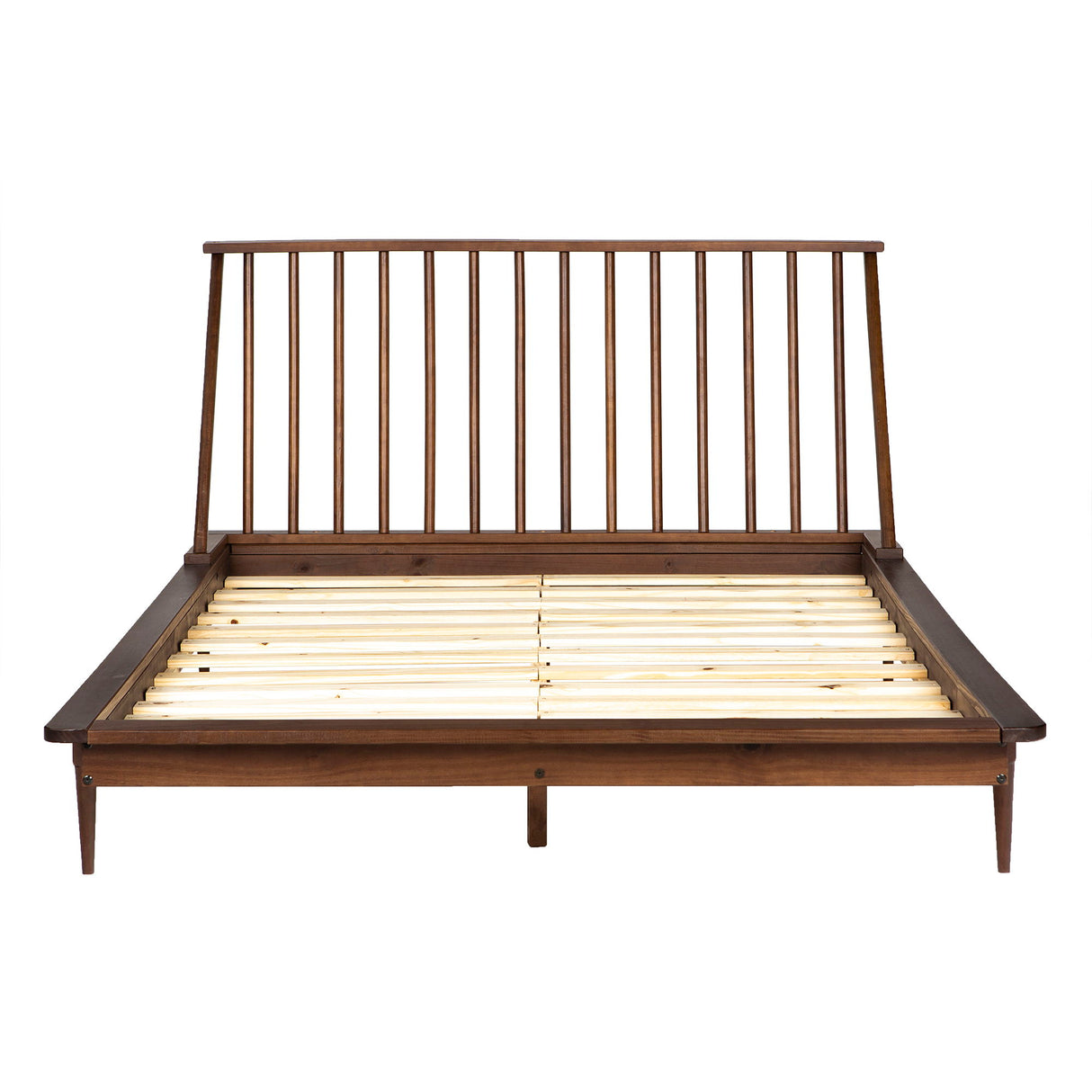 Mid-Century Modern Solid Wood Platform Bed Frame With Spindle Headboard by Walker Edison | Bel Furniture