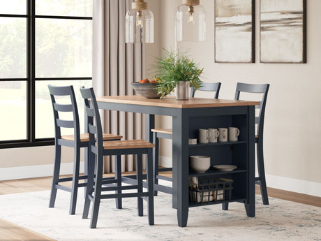 Gesthaven - Rectangular Dining Room Counter Set Blue 5 Pc. Table, 4 Stools by Signature Design by Ashley® | Bel Furniture