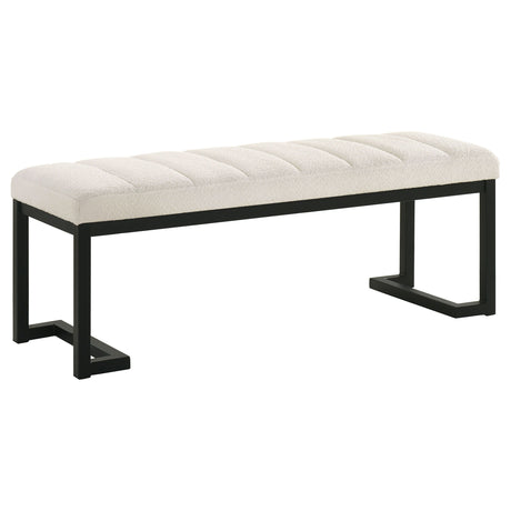 Mesa - Boucle Upholstered Tufted Accent Bench White by Coaster Fine Furniture | Bel Furniture