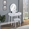 Cecilia - Vanity Table & Stool White by Crown Mark | Bel Furniture