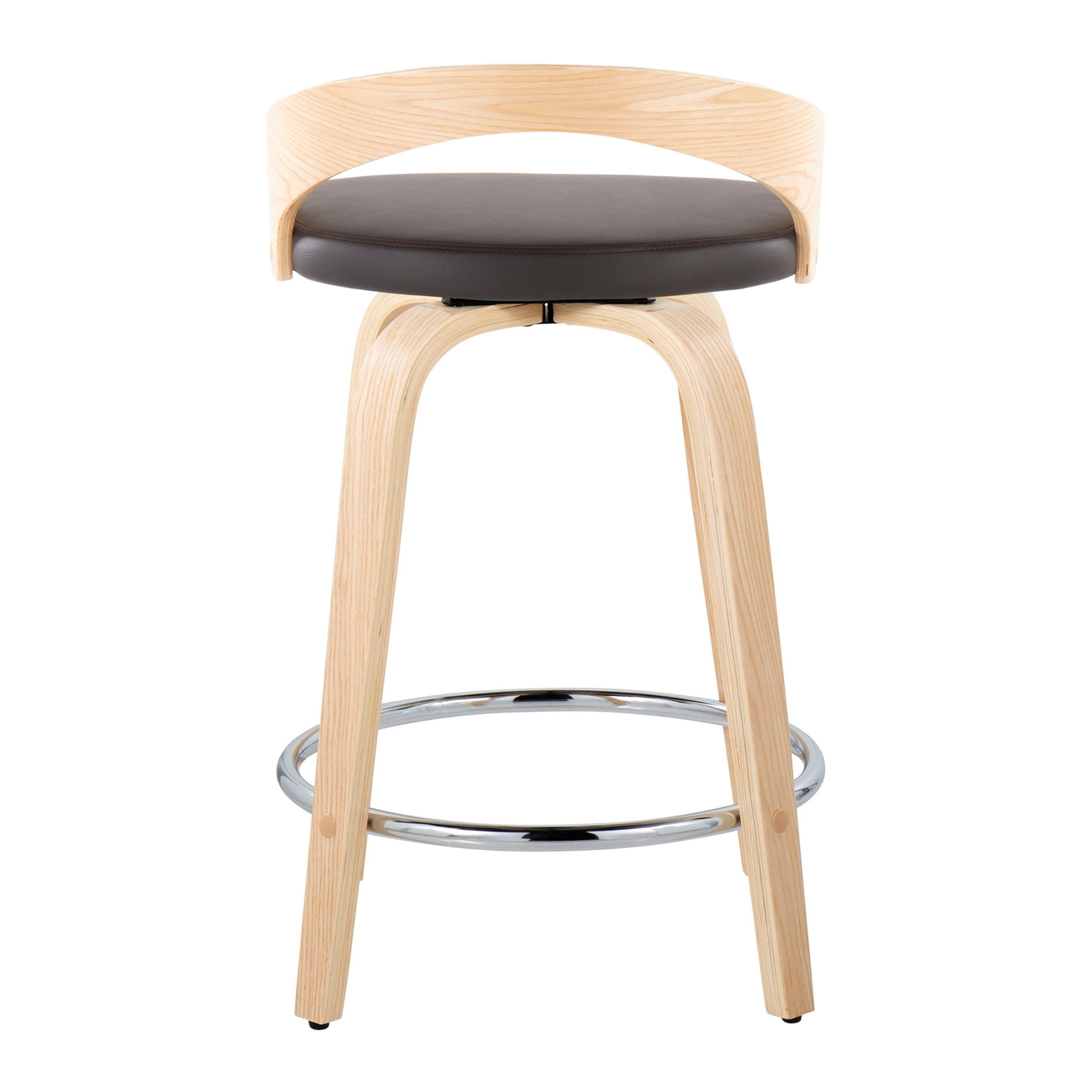 Grotto - Contemporary Fixed Height Counter Stool & Swivel, Round Footrest (Set of 2)