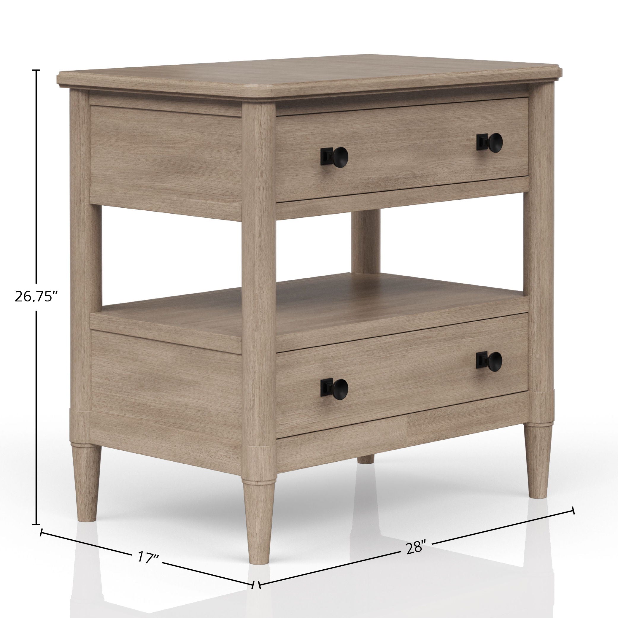 Open Nightstand With 2 Drawers