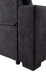 Toby - Woven Fabric Reversible Sleeper Sectional Sofa With Storage Chaise Cup Holder Charging Ports And Pockets