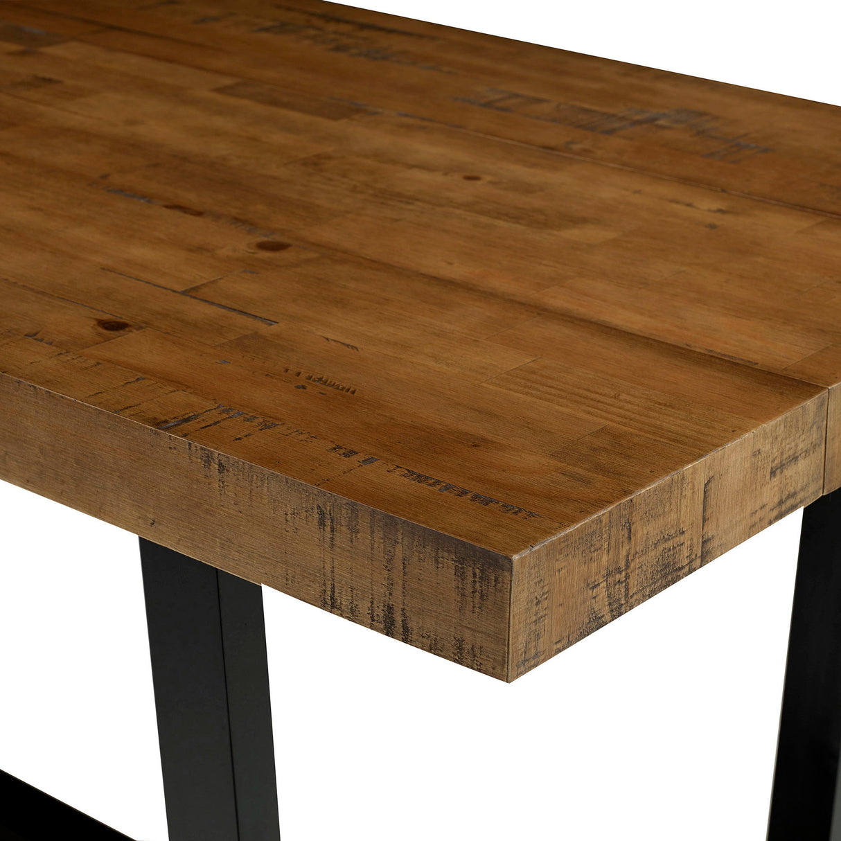 Modern Distressed Solid Wood And Metal Open Frame Dining Table by Walker Edison | Bel Furniture