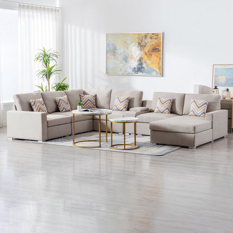 Nolan - 7 Piece Sectional Sofa With Pillows And Interchangeable Legs