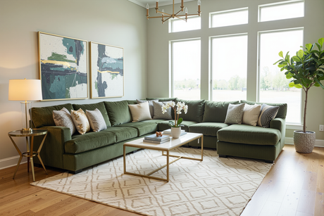 Corinthian Emerald Plush 3-Piece Sectional Sofa with Chaise