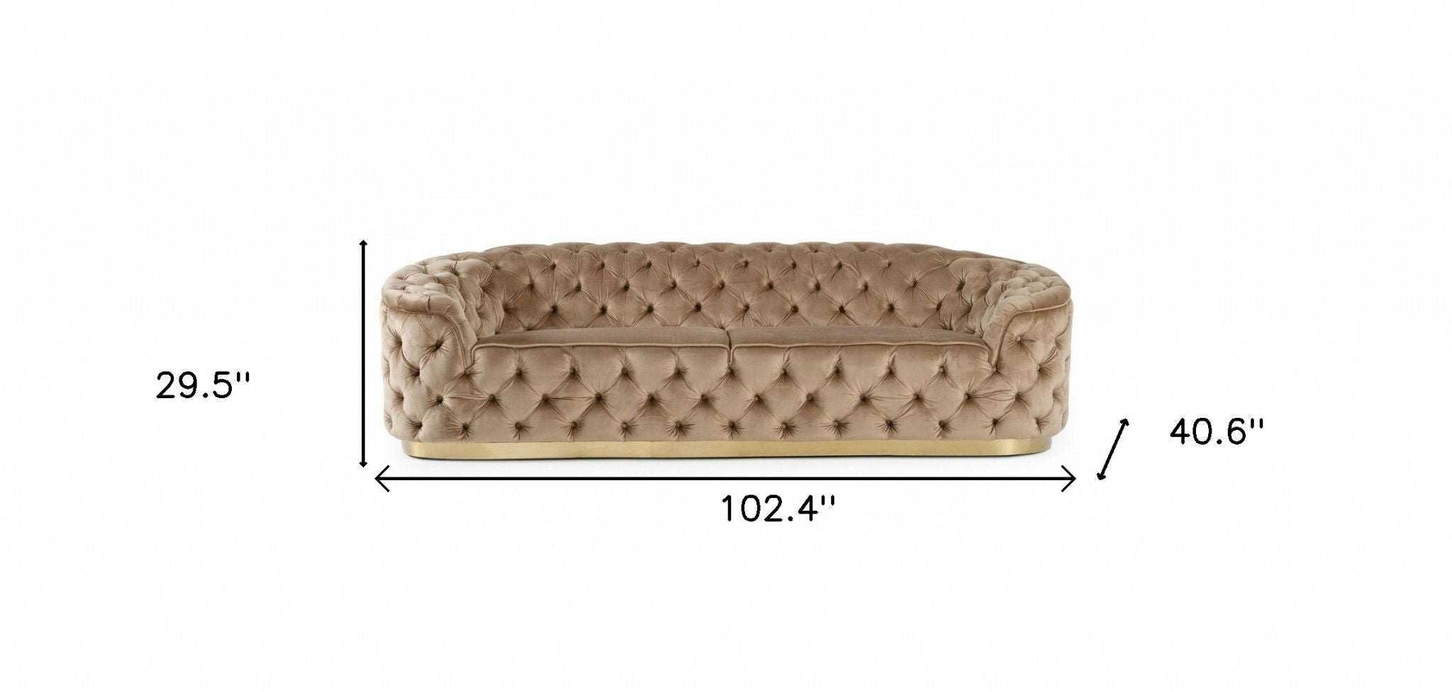 Velvet Sofa With Gold Legs - Beige