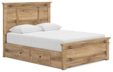 Makidern - Panel Storage Bed With 2 Under Bed Storage Units