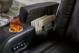 Caveman Den - Midnight - Power Reclining Loveseat with Console/ Adj Hdrst by Signature Design by Ashley® | Bel Furniture